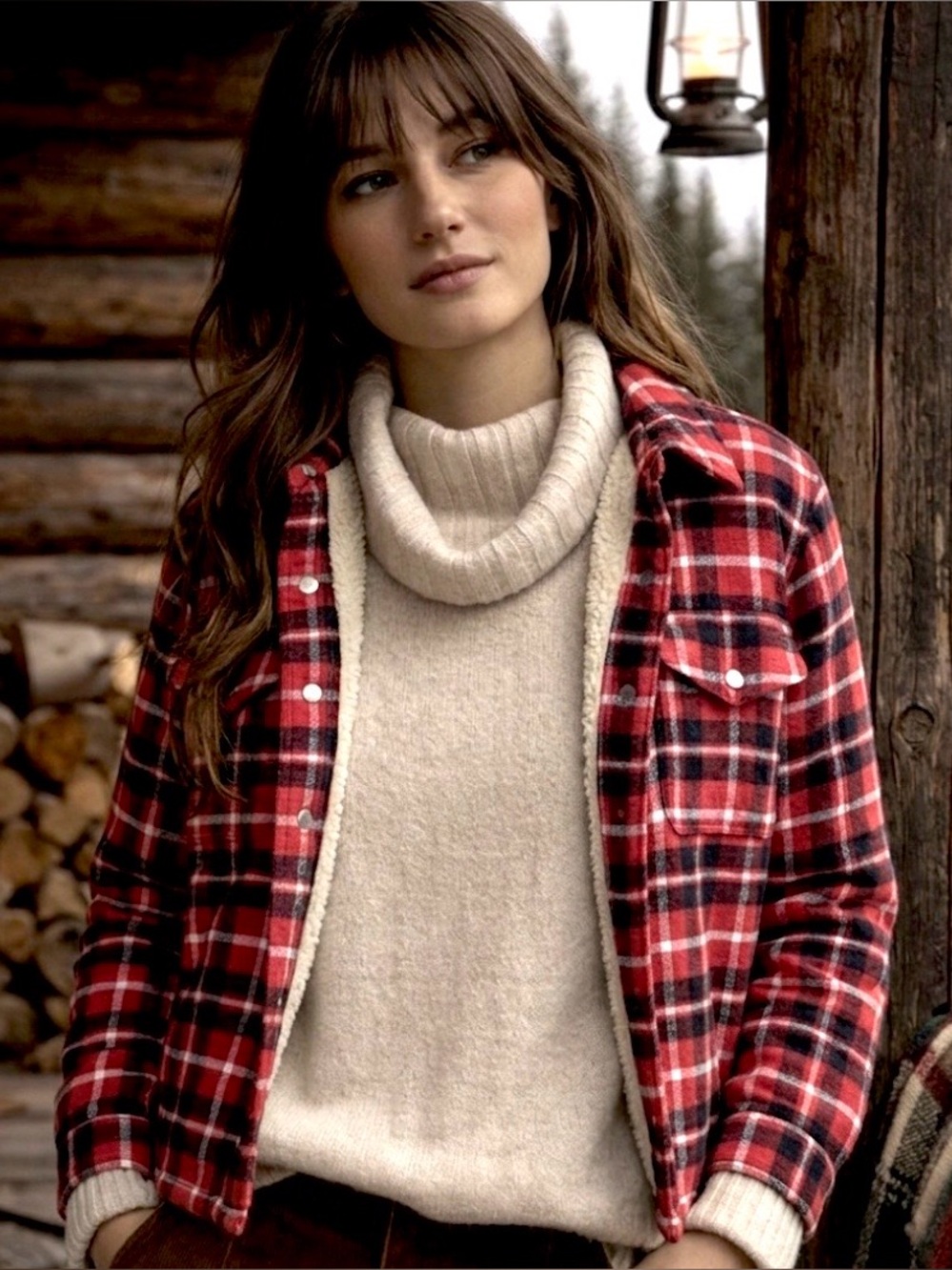 UCKY BRAND WMN SHERPA BARN CHORE JACKET XL/0X BUFFALO PLAID GORP CABIN SCANDI